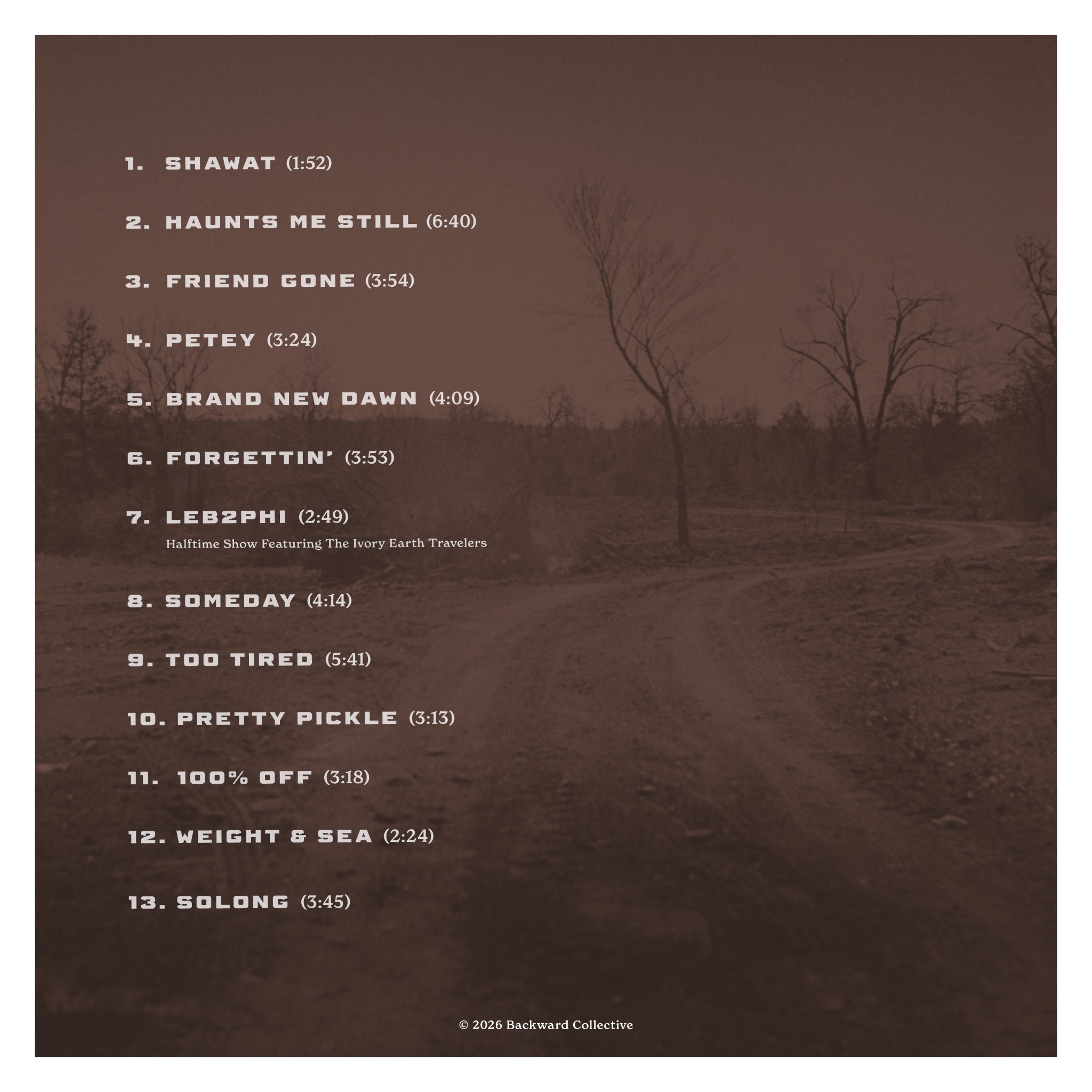 Payne Co. printed track list artwork